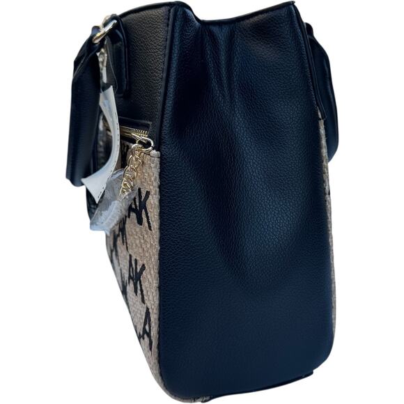 Anne Klein Handbag With AK Print In Beige And Black - Picture 6 of 9